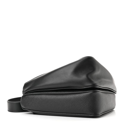 Prada Vitello Saffiano Cuir Double Triangle Shoulder Bag Black 4 of 10