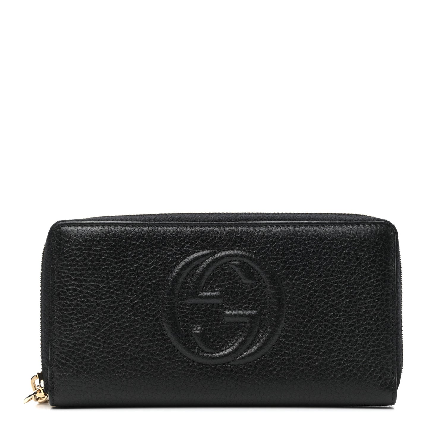 Pebbled Calfskin Soho Zip Around Wallet Black
