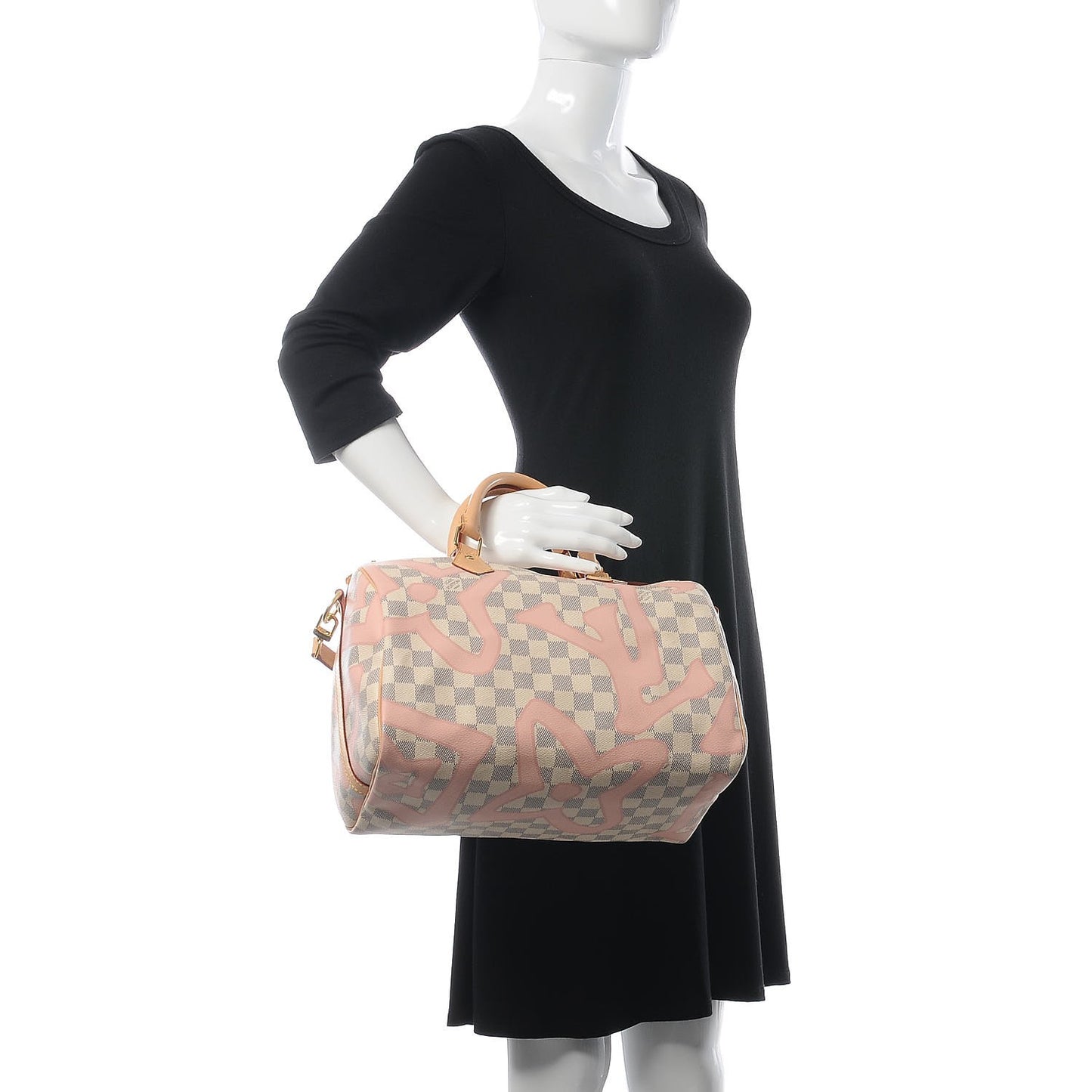 Damier Azur Tahitienne Speedy Bandouliere 30 Rose Ballerine