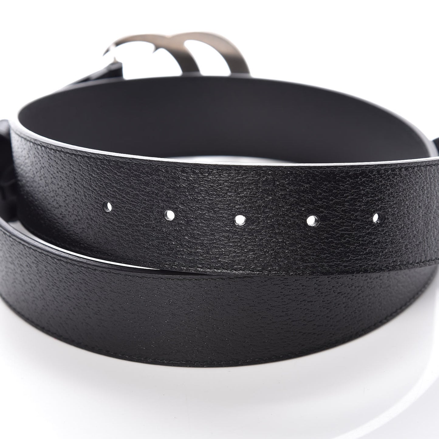 Textured Dollar Calfskin Nickel Double G 40mm Belt 85 34 Black