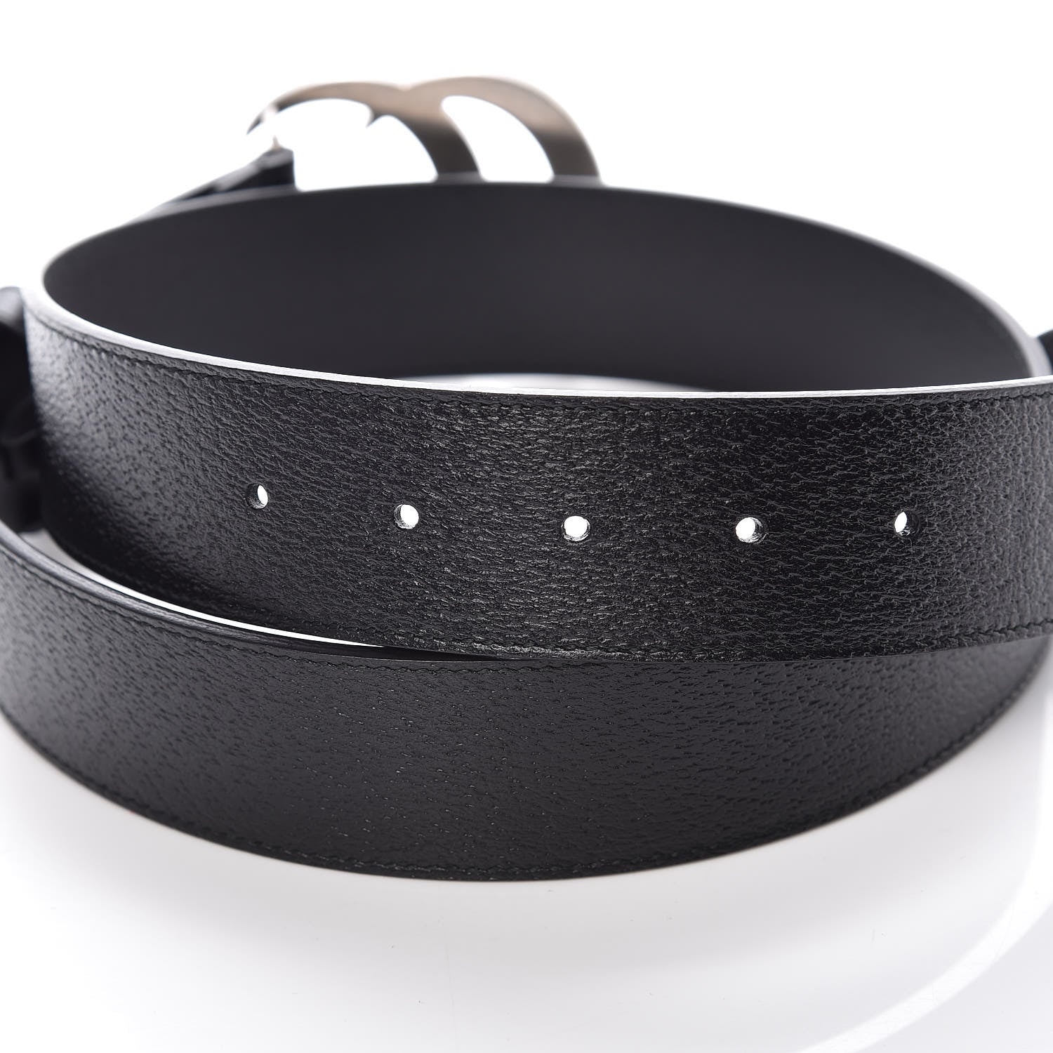 Gucci Textured Dollar Calfskin Nickel Double G 40mm Belt 85 34 Black 4 of 7