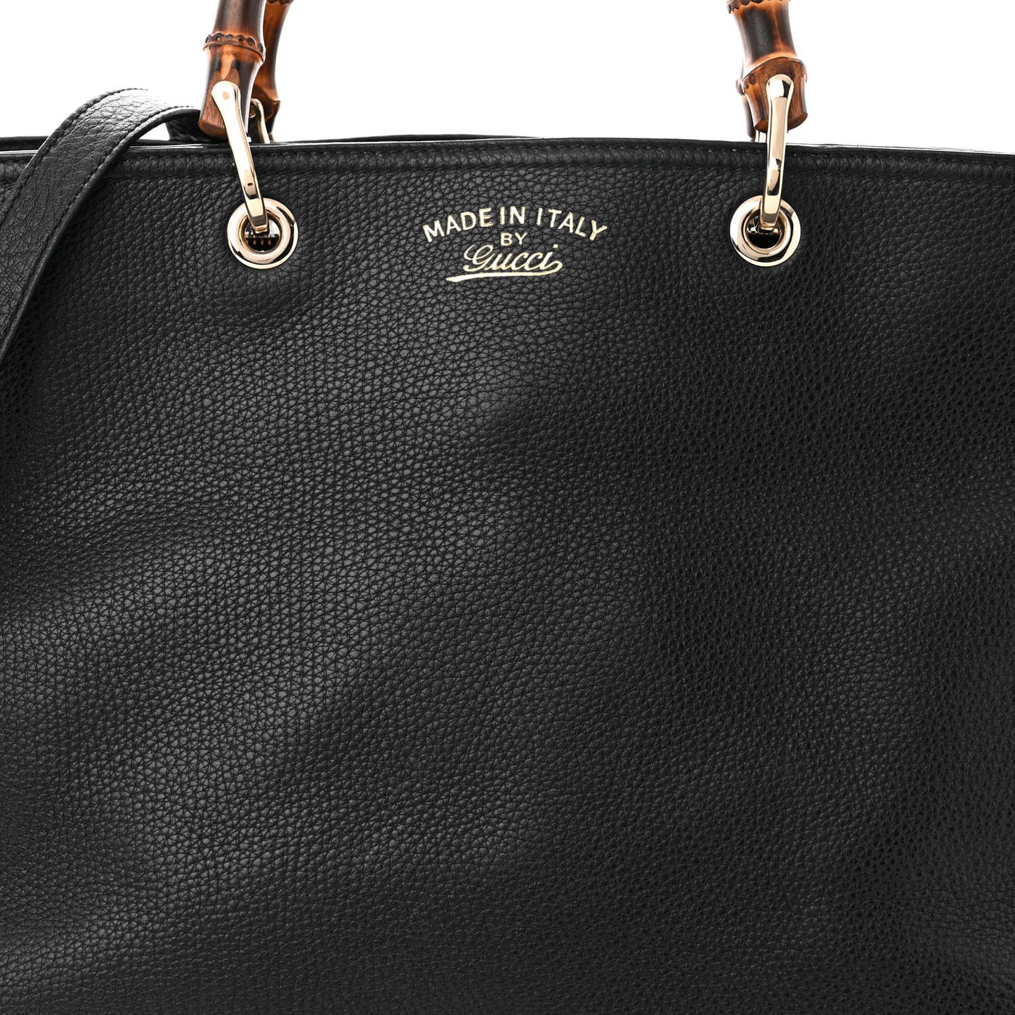 Pebbled Calfskin Large Bamboo Shopper Tote Black Black