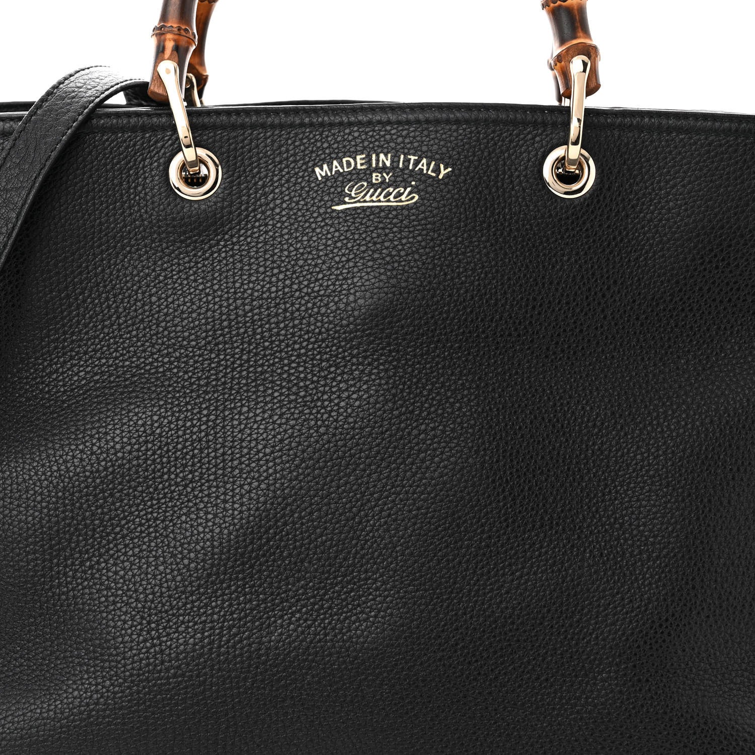 Gucci Pebbled Calfskin Large Bamboo Shopper Tote Black Black 8 of 11