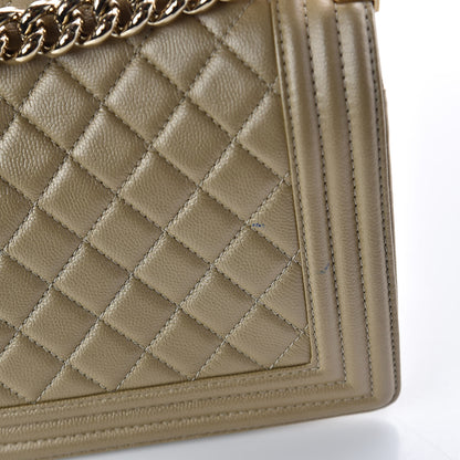 Chanel Pearly Caviar Quilted Medium Boy Flap Light Gold 9 of 12