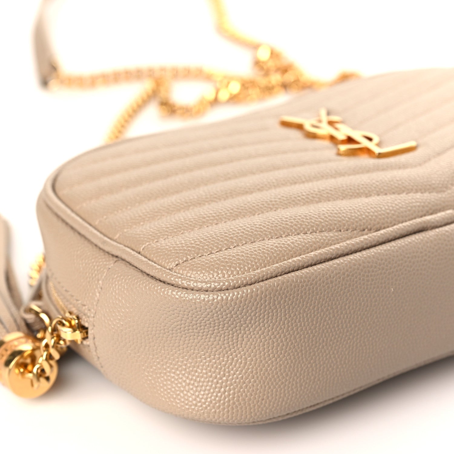 Saint Laurent Grain De Poudre Matelasse Monogram Mini Lou Camera Bag Dark Beige 7 of 8
