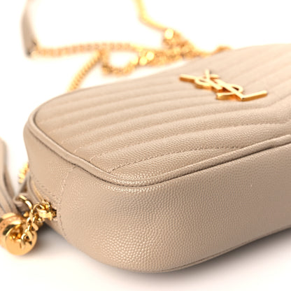 Saint Laurent Grain De Poudre Matelasse Monogram Mini Lou Camera Bag Dark Beige 7 of 8