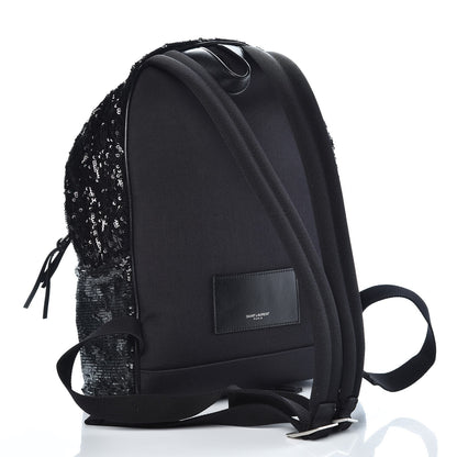 Saint Laurent Canvas Sequins Mini City Backpack Black Silver 3 of 8