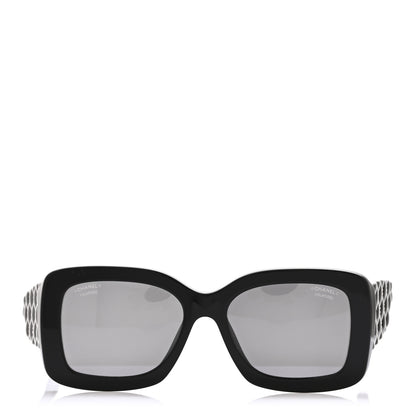Chanel Acetate Quilted CC Rectangle Sunglasses 5483-A Black 3 of 6