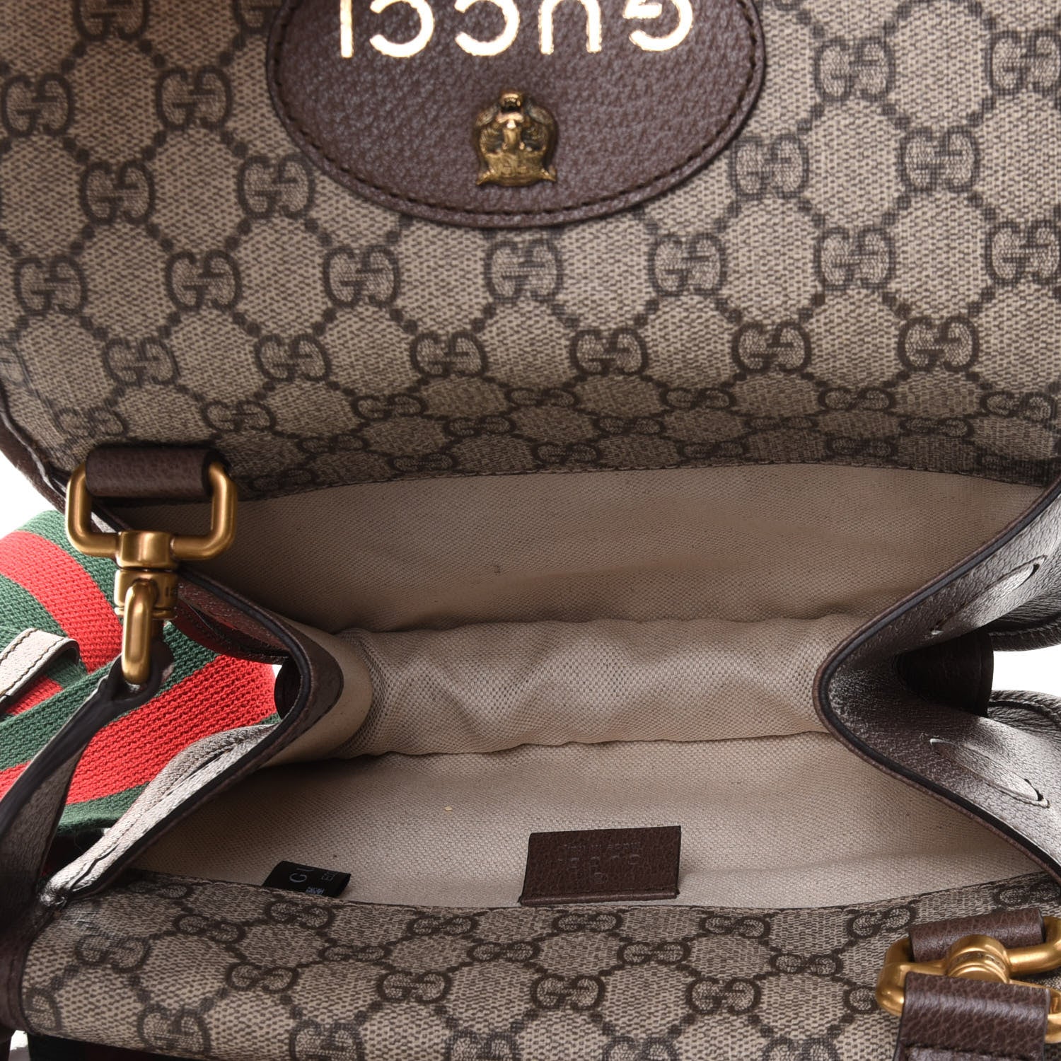 Gucci GG Supreme Monogram Web Small Neo Vintage Double Flap Messenger Bag Beige New Acero 4 of 10