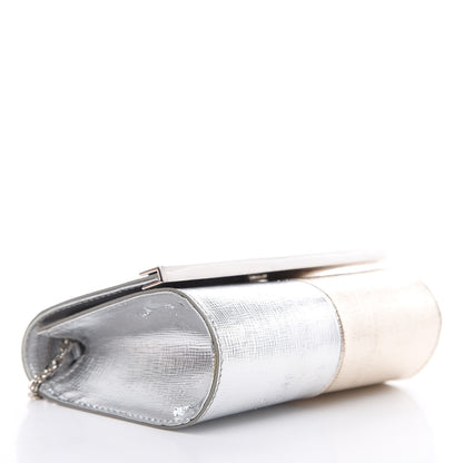 Fendi Vitello Mirror Elite Bi-Color Mini Rush Clutch Argento Champagne 4 of 16
