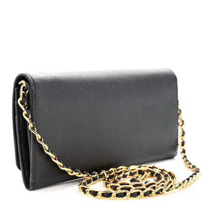 Prada Saffiano Metal Oro Chain Wallet Black 3 of 15