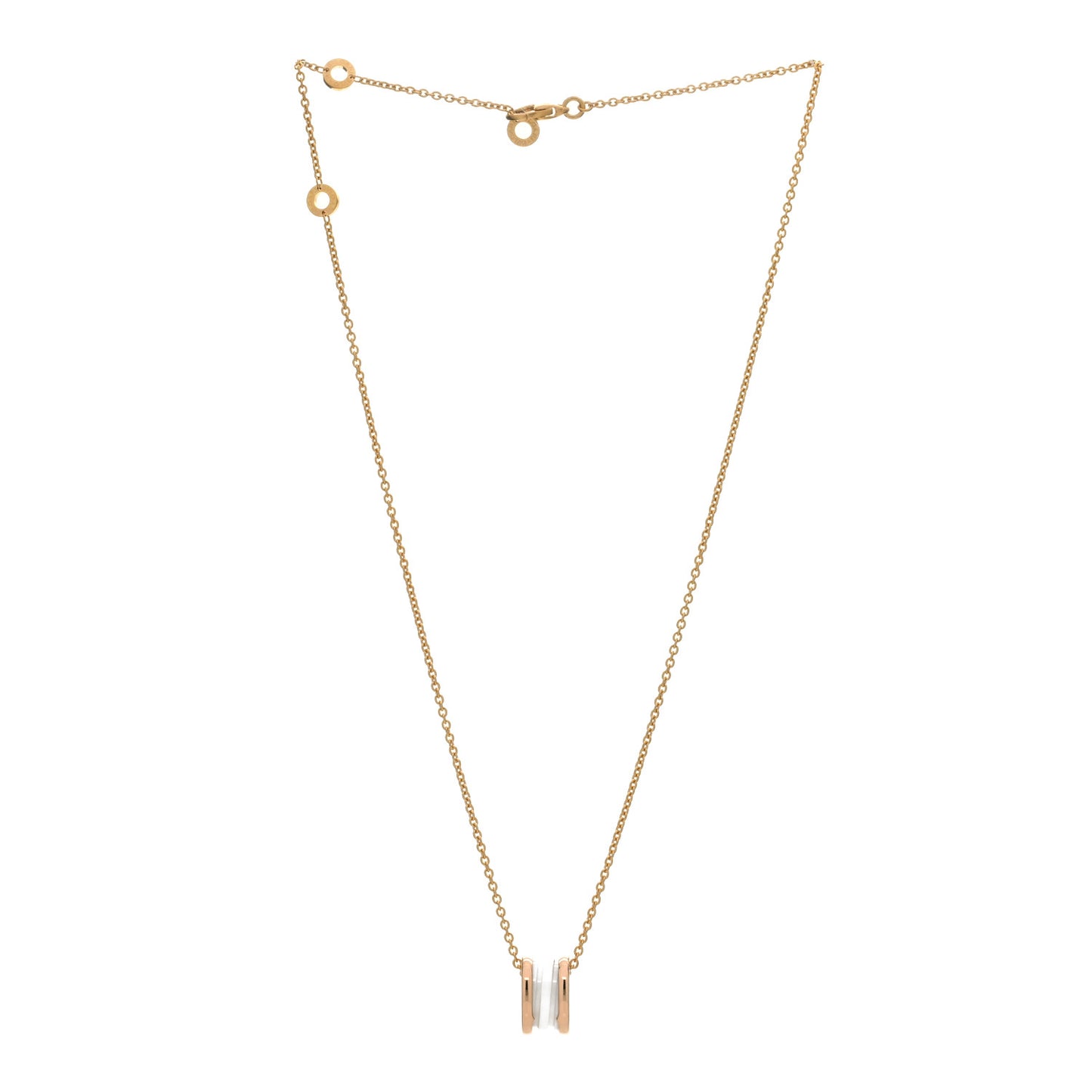 18K Rose Gold White Ceramic B.Zero1 Pendant Necklace