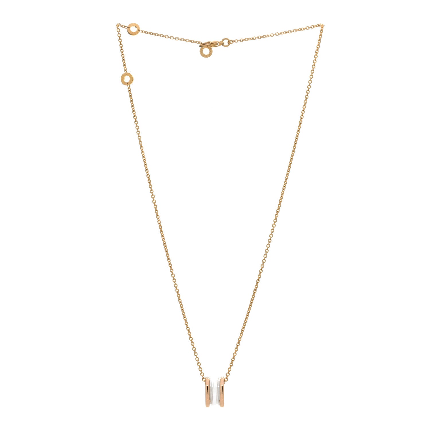 Bulgari 18K Rose Gold White Ceramic B.Zero1 Pendant Necklace 2 of 3