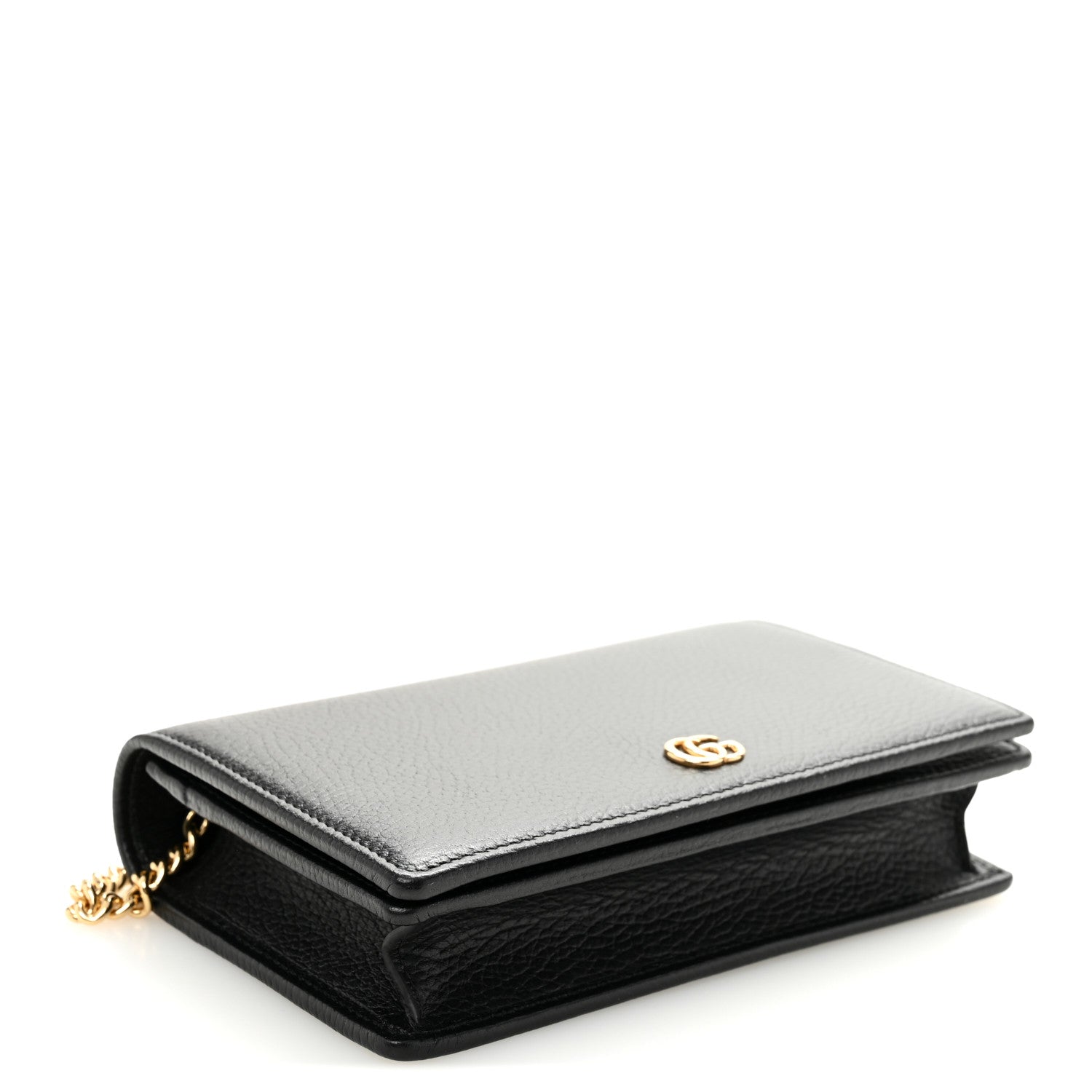 Gucci Calfskin Mini GG Marmont Chain Wallet Black 4 of 9