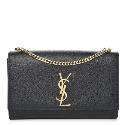 Saint Laurent Grain De Poudre Medium Classic Monogram Kate Satchel Black 1 of 14