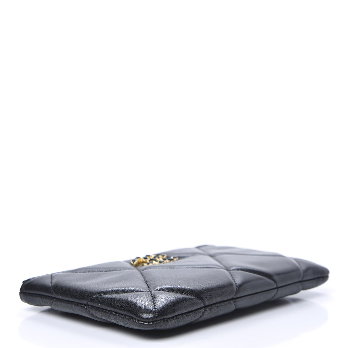 Shiny Goatskin Quilted Small 19 Pouch Black
