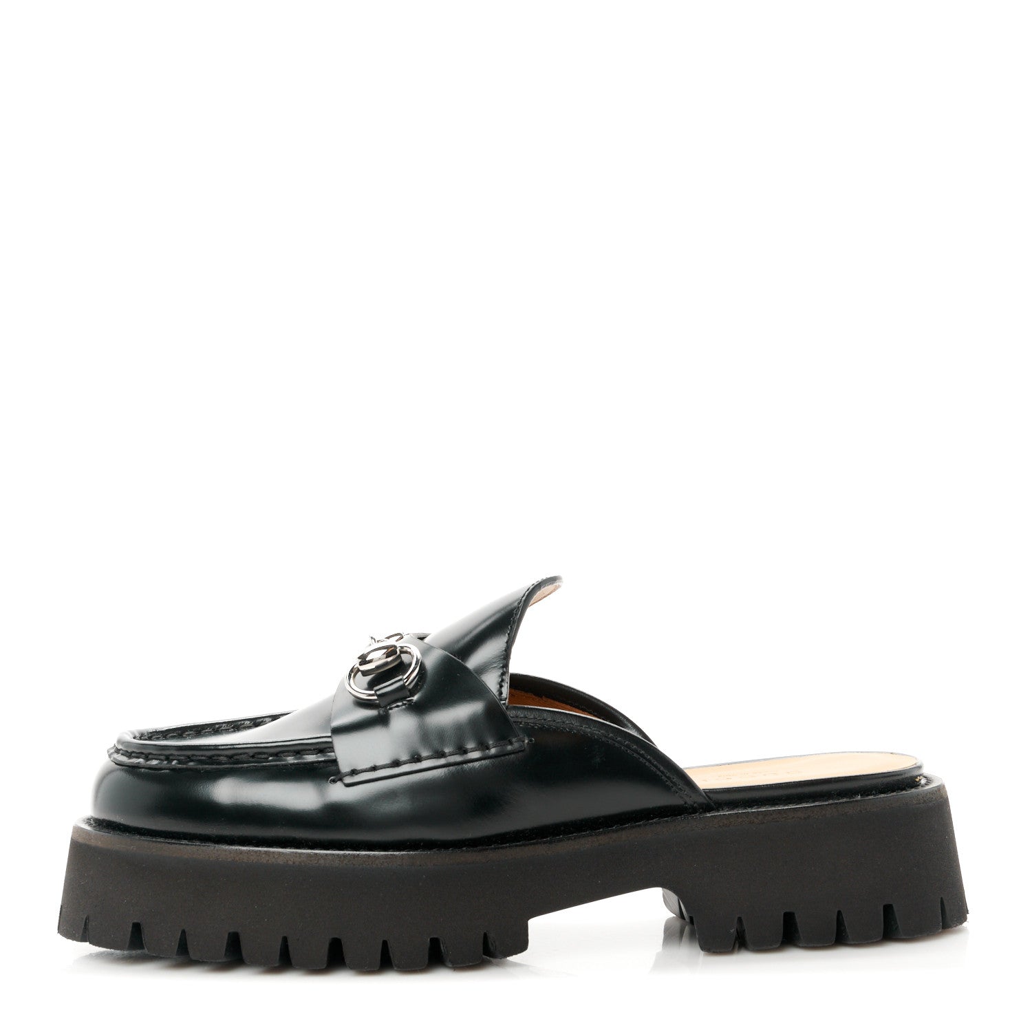 Gucci Magnum Calfskin Womens Horsebit Platform Mules 37 Black 1 of 11