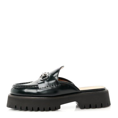 Gucci Magnum Calfskin Womens Horsebit Platform Mules 37 Black 1 of 11