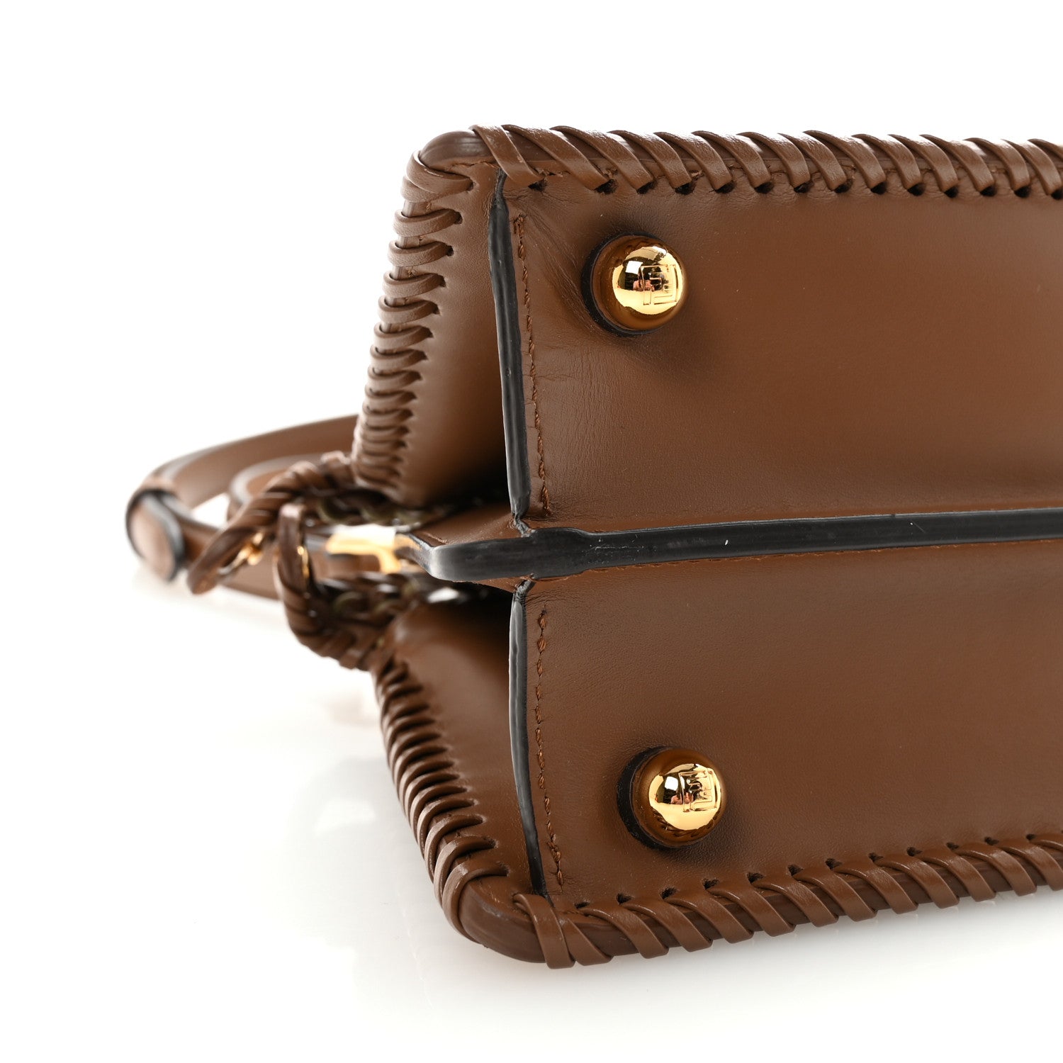 Fendi Vitello King Shiny Nappa Intreccio Petite Peekaboo I SEE U Satchel Gianduia 8 of 9