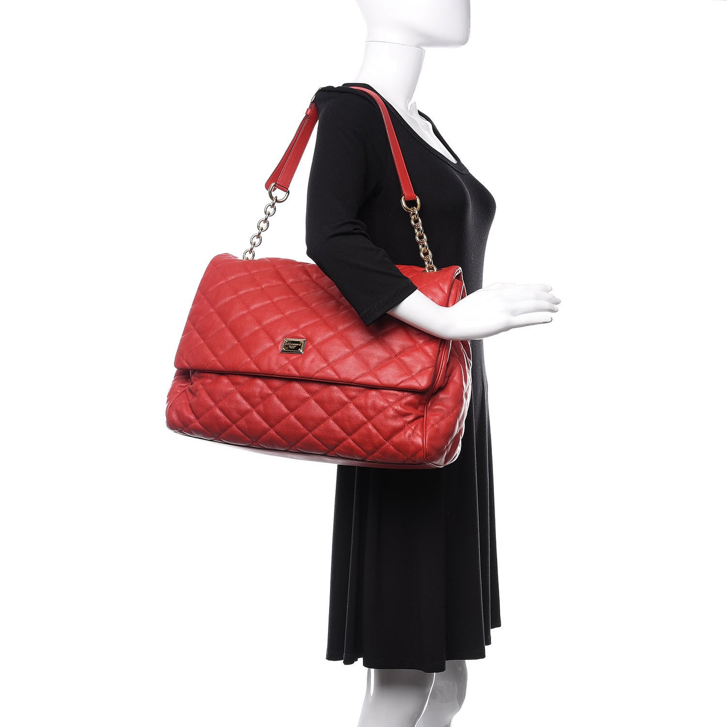 Lambskin Quilted Miss Kate Shoulder Bag Red