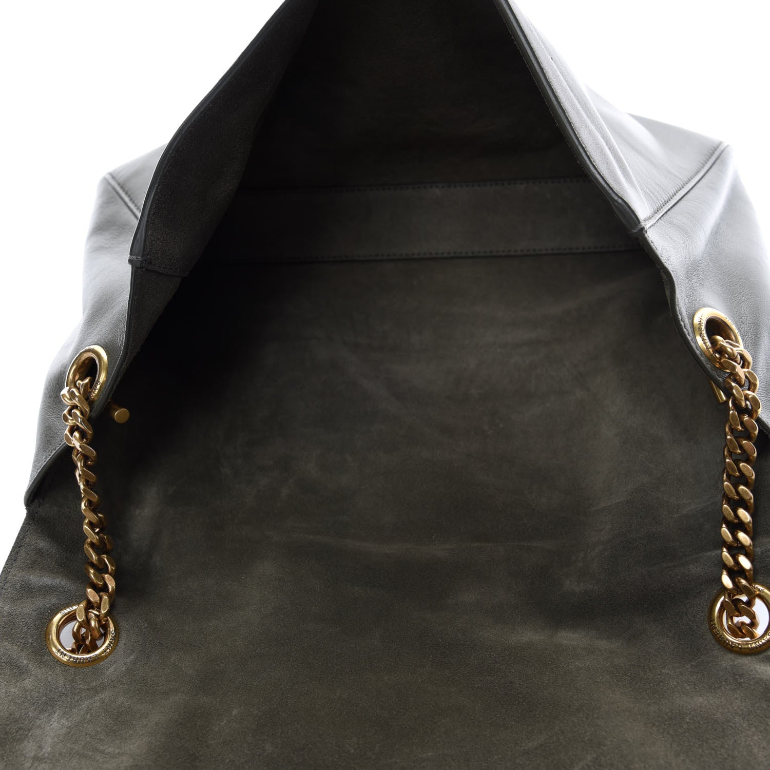 Saint Laurent Smooth Calfskin Suede Medium Reversible Monogram Kate Satchel Olive 5 of 10