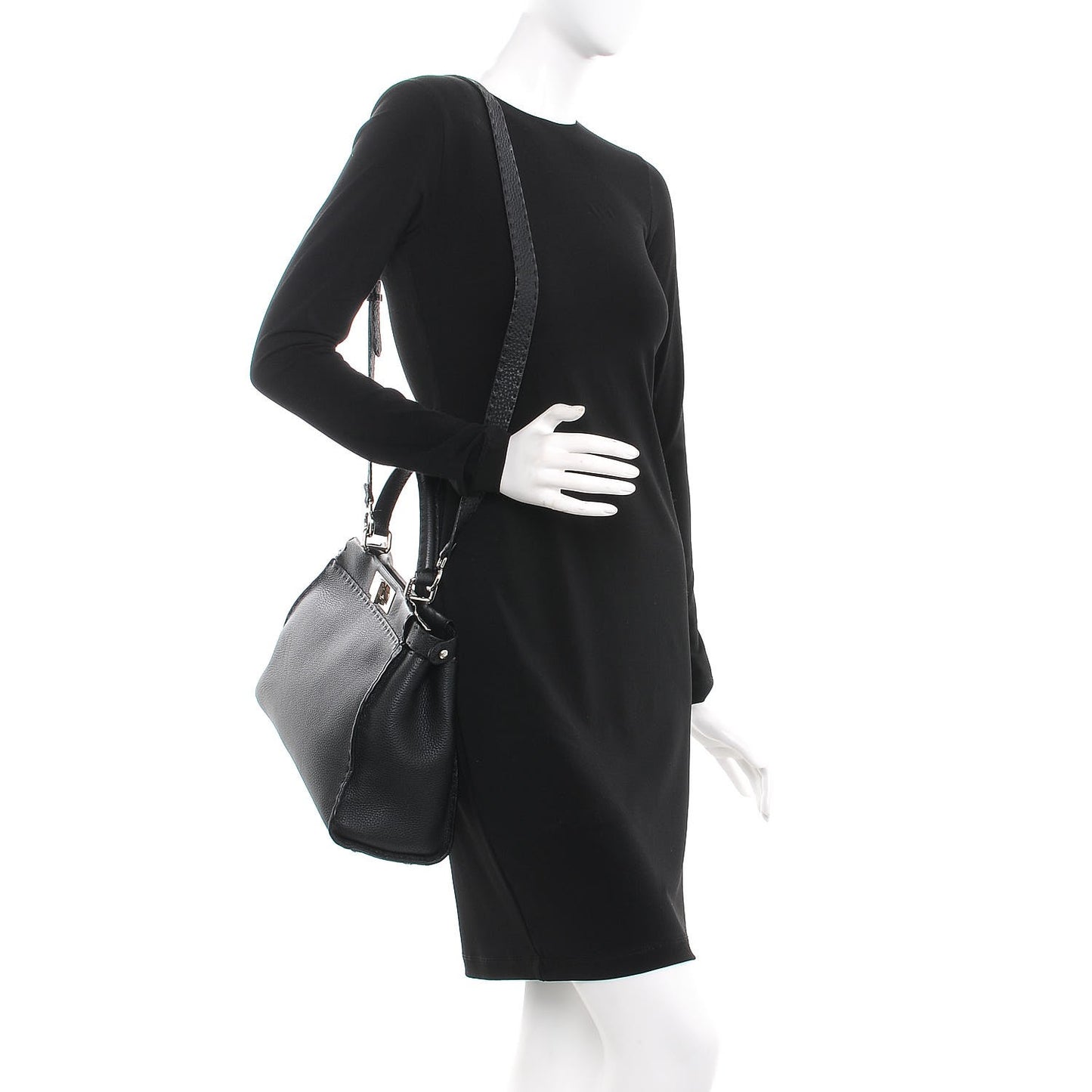 Cuoio Romano Selleria Bi-Color Medium Peekaboo Iconic Satchel Black Mou