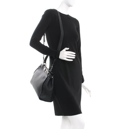 Fendi Cuoio Romano Selleria Bi-Color Medium Peekaboo Iconic Satchel Black Mou 2 of 10