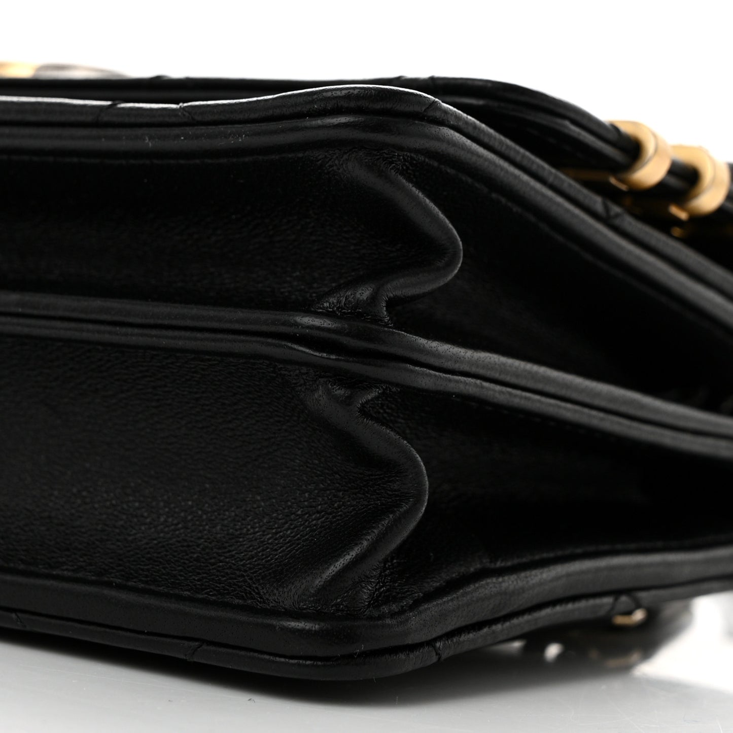 Lambskin Quilted Coco Clips Mini Wallet On Chain WOC Black