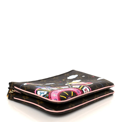 Louis Vuitton Monogram 2020 Christmas Animation Big Wheel Double Zip Pochette Rose Ballerine 4 of 13