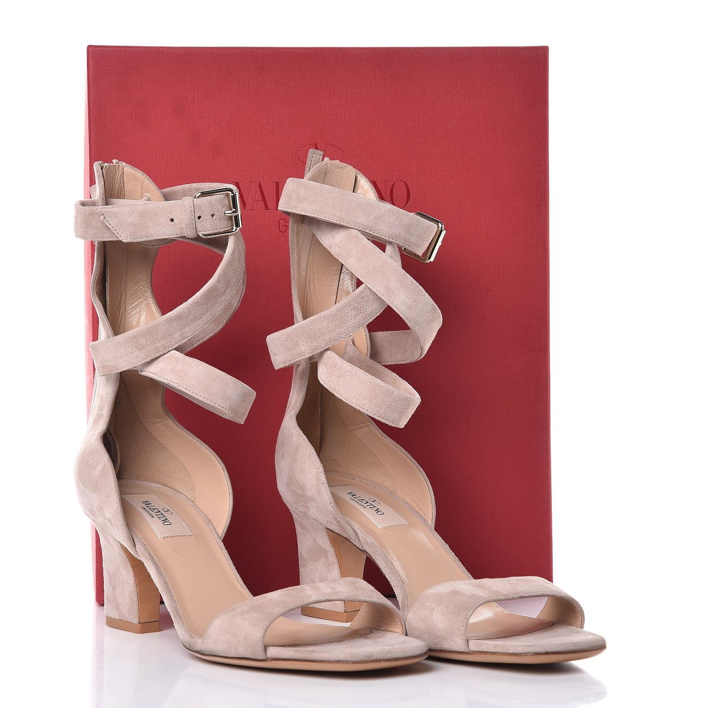 Suede Caged Ankle Strap Sandals 38 Camel Rose