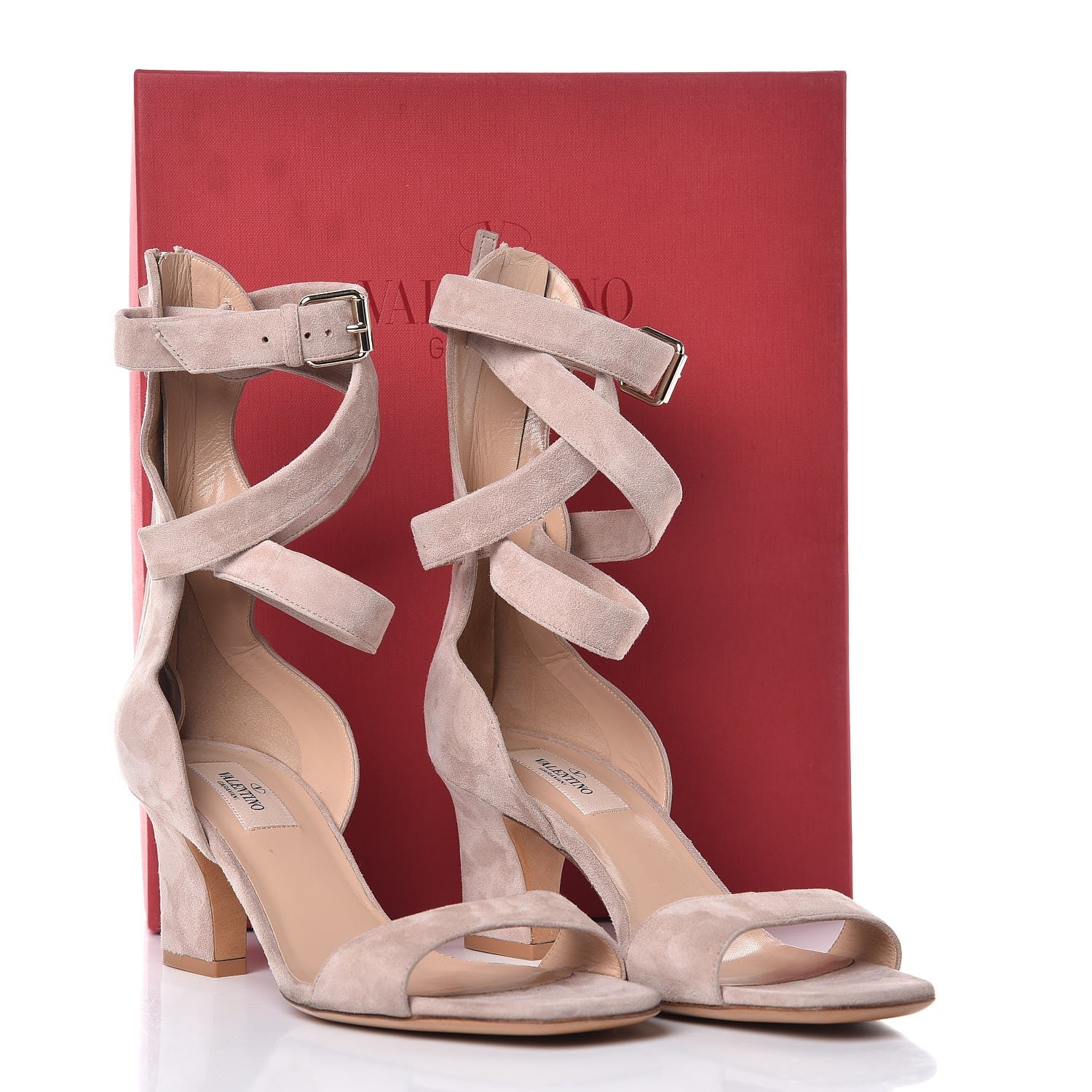 Valentino Garavani Suede Caged Ankle Strap Sandals 38 Camel Rose 9 of 9