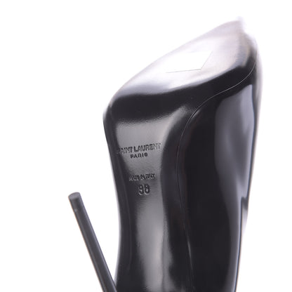 Saint Laurent Patent Calfskin Teddy High Vamp 105 Pumps 38 Black 10 of 11