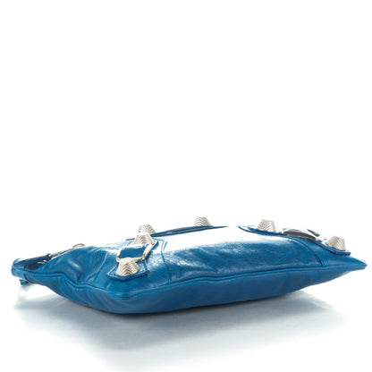 Balenciaga Agneau Giant 21 Silver Hardware Flat Handle Clutch Electric Bleu 4 of 7