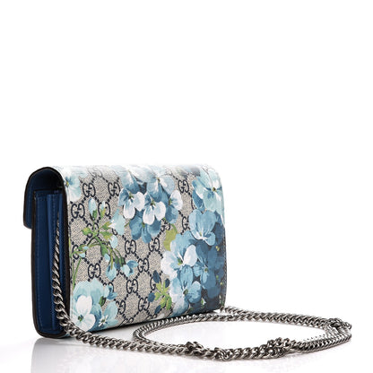 Gucci GG Supreme Monogram Blooms Mini Dionysus Chain Wallet Beige Blue Navy Vintage Blue 3 of 7