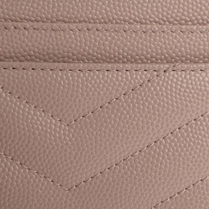 Saint Laurent Grain De Poudre Matelasse Chevron Monogram Credit Card Case Pale Pink 14 of 16