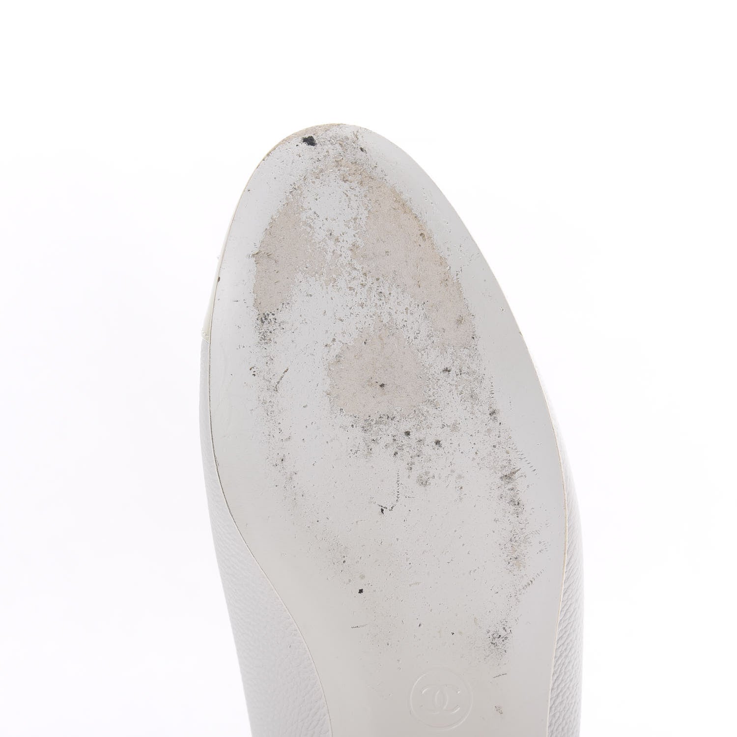 Chanel Calfskin Patent Cap Toe Ballerina Flats 37.5 White 9 of 14