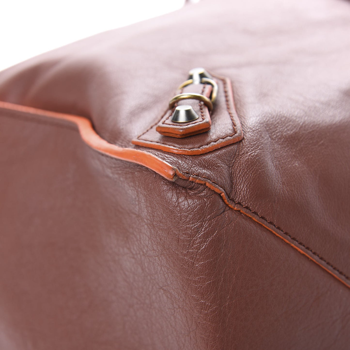 Veau Papier A4 Zip Around Tote Orange Brulee