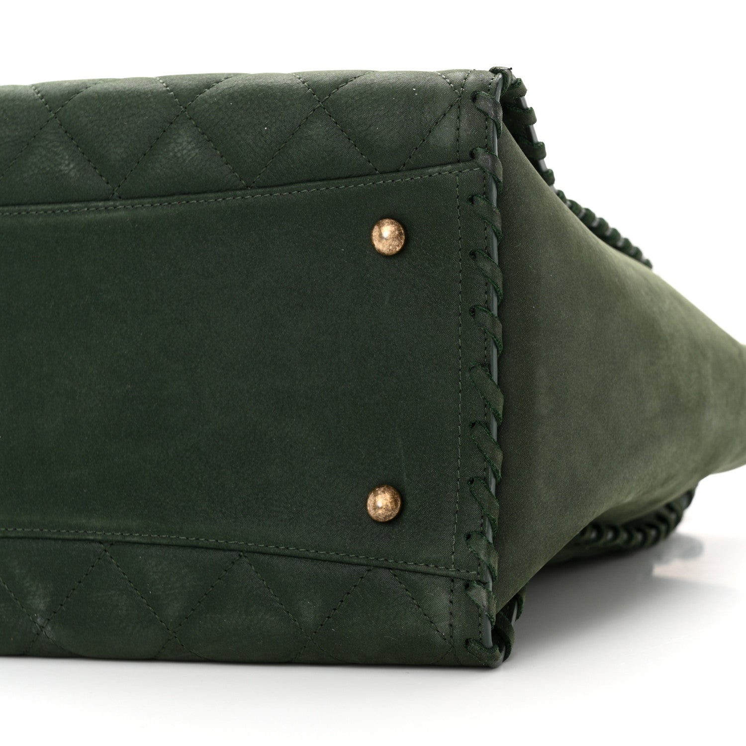 Chanel Calfskin Quilted Whipstich Shopping Tote Green 10 of 12