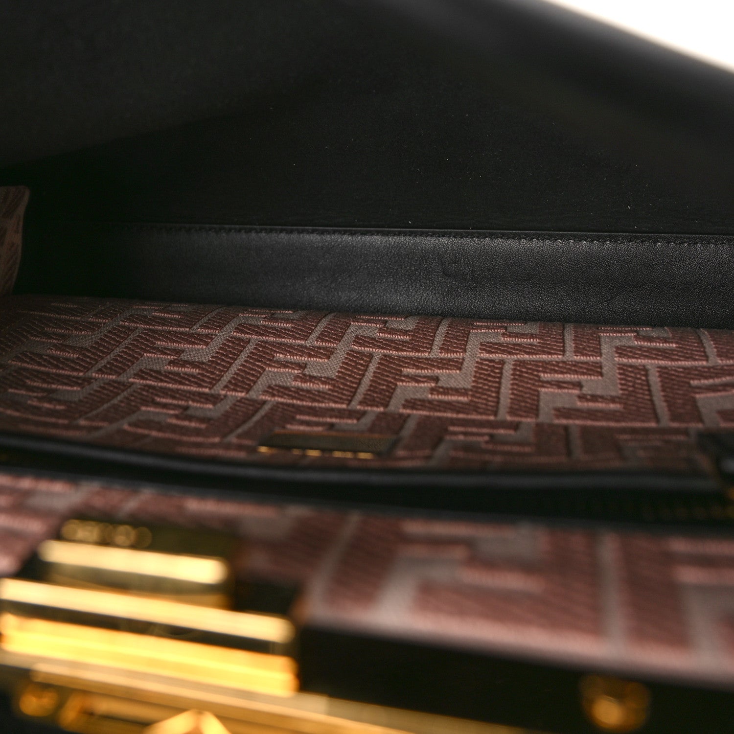 Fendi Vitello Seta Canvas FF Embroidered Medium Peekaboo Iconic Satchel Black Rosa Quarzo 6 of 8