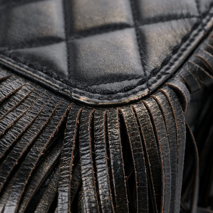 Chanel Metallic Calfskin Quilted Large Into The Fringe Flap Black 10 of 11