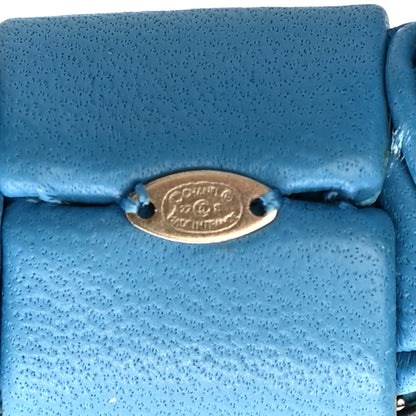 Chanel Lambskin Chain CC Hair Bow Tie Blue Gold 3 of 3