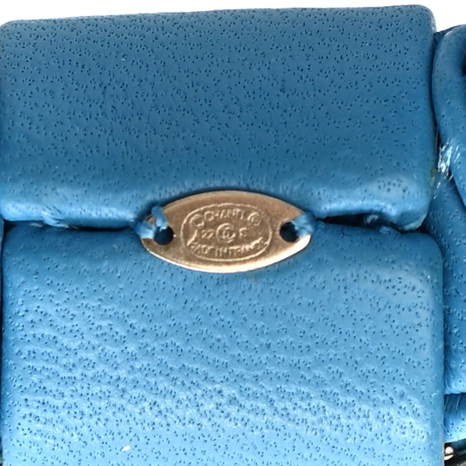 Chanel Lambskin Chain CC Hair Bow Tie Blue Gold 3 of 3