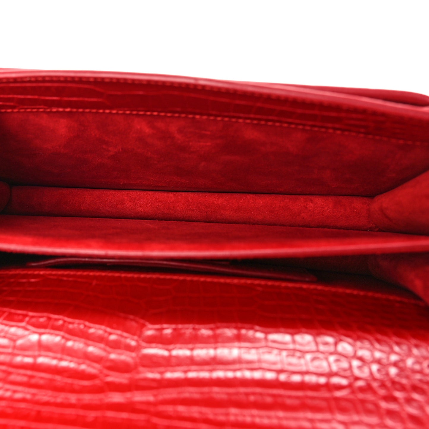 Calfskin Crocodile Embossed Medium Monogram Sunset Rouge Eros