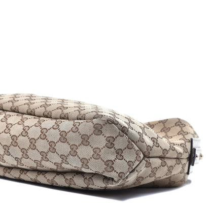 Gucci Monogram Medium Horsebit Chain Hobo Off White 9 of 10