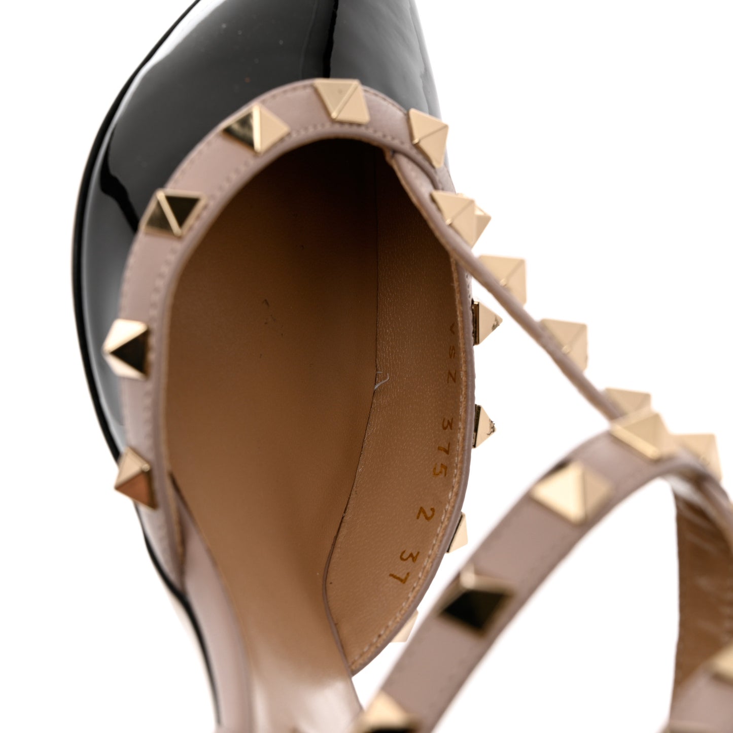 Patent Nappa Rockstud Ankle Strap 65mm Pumps 37 Black Poudre