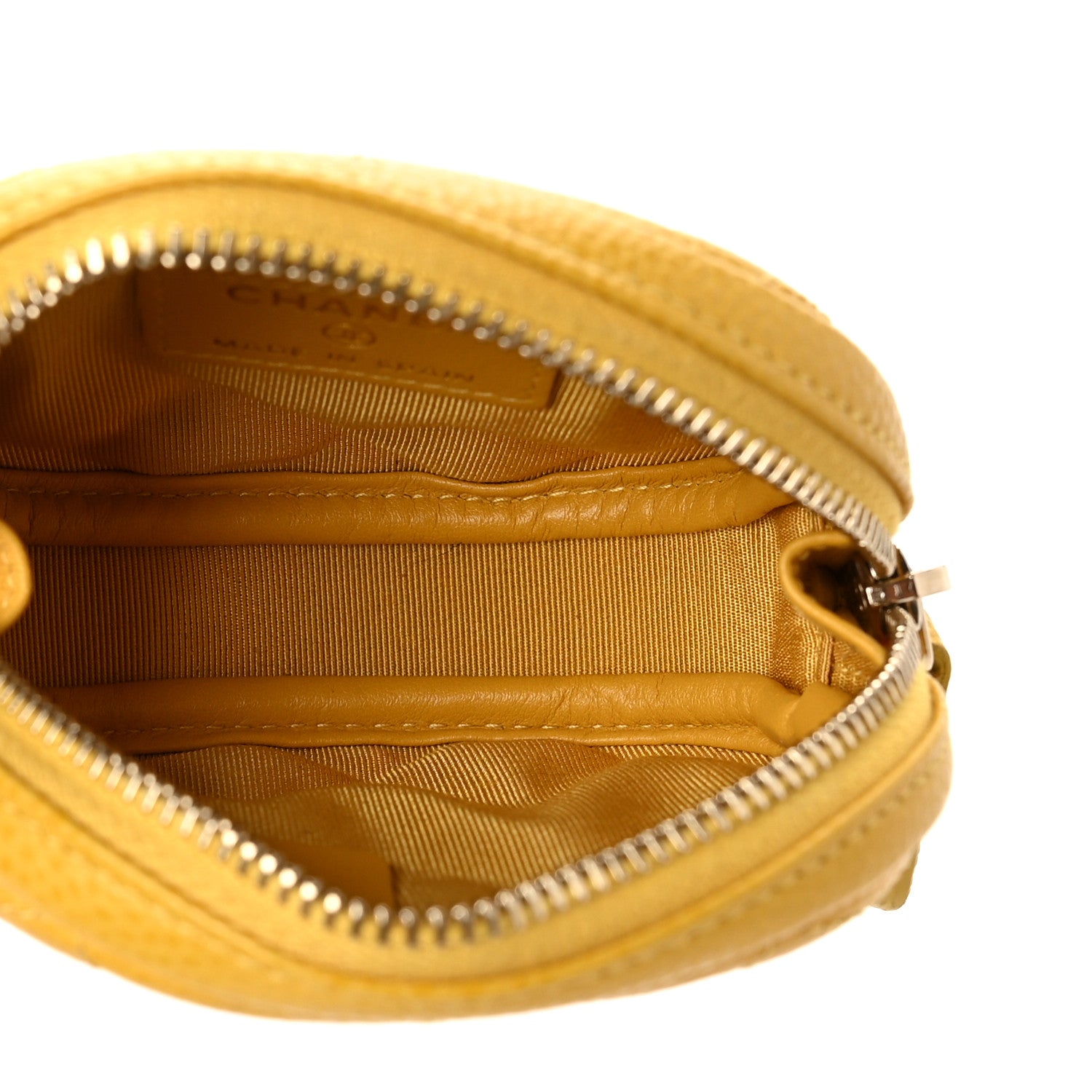 Chanel Caviar Quilted Zip Around Classic Coin Purse Yellow 5 of 7