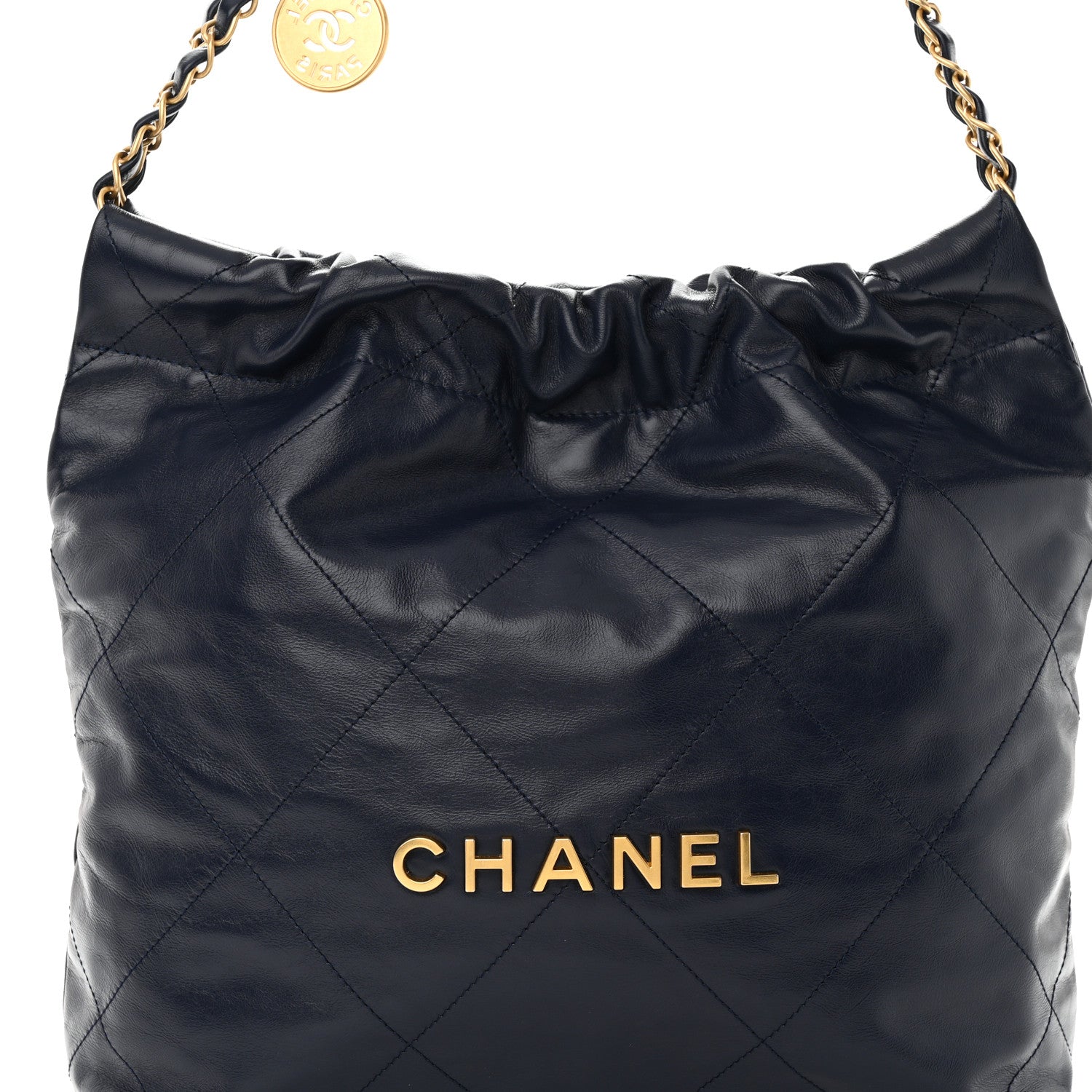 Chanel Shiny Calfskin Quilted Small Chanel 22 Navy 9 of 12