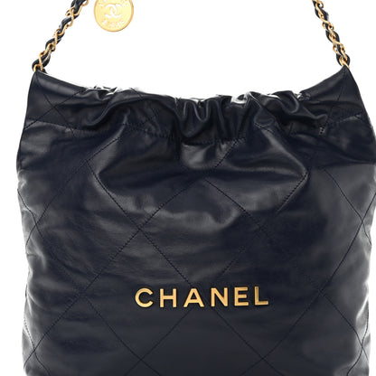 Chanel Shiny Calfskin Quilted Small Chanel 22 Navy 9 of 12