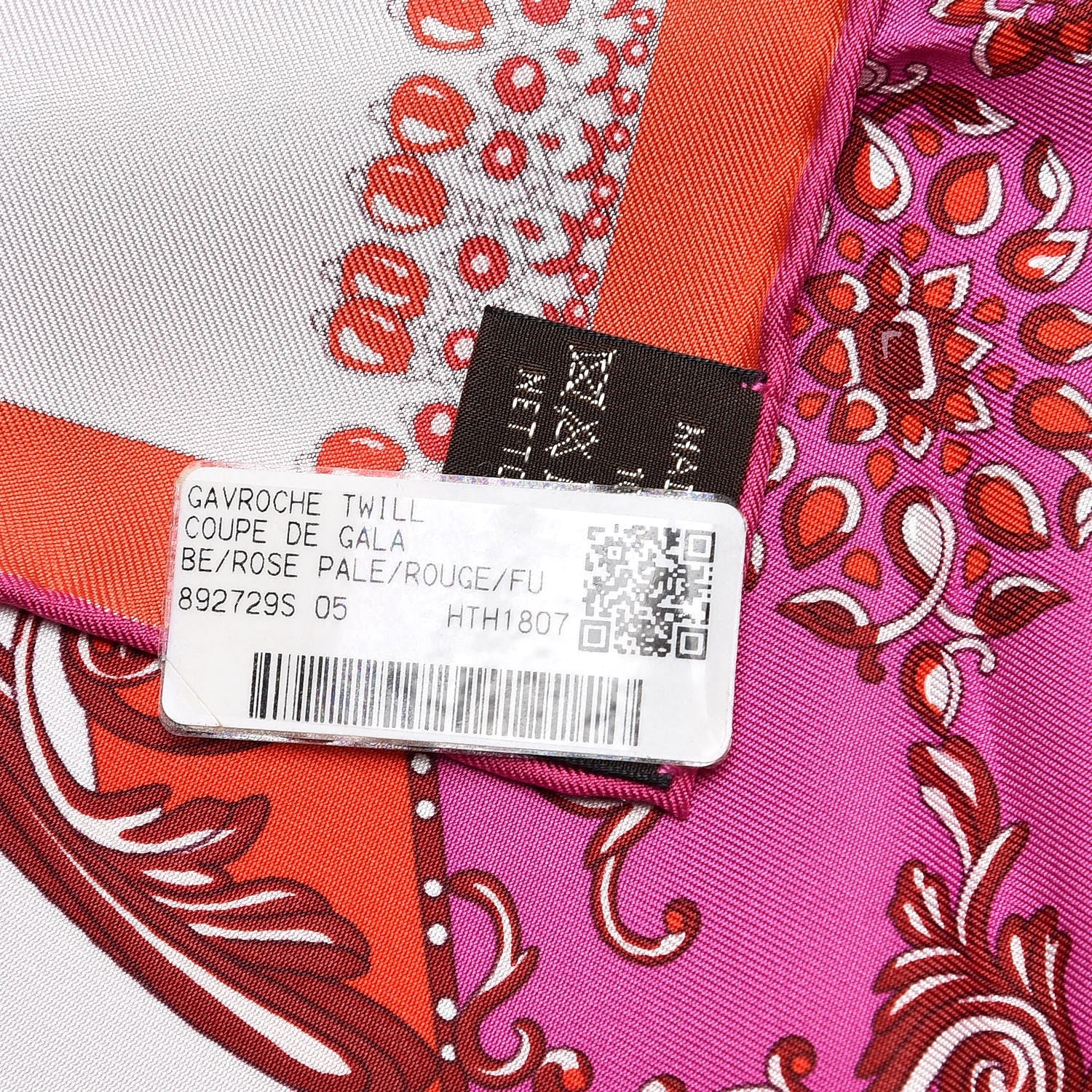 Hermes Silk Coupe De Gala Pocket Square Rose Pale Rouge Fuchsia 5 of 6