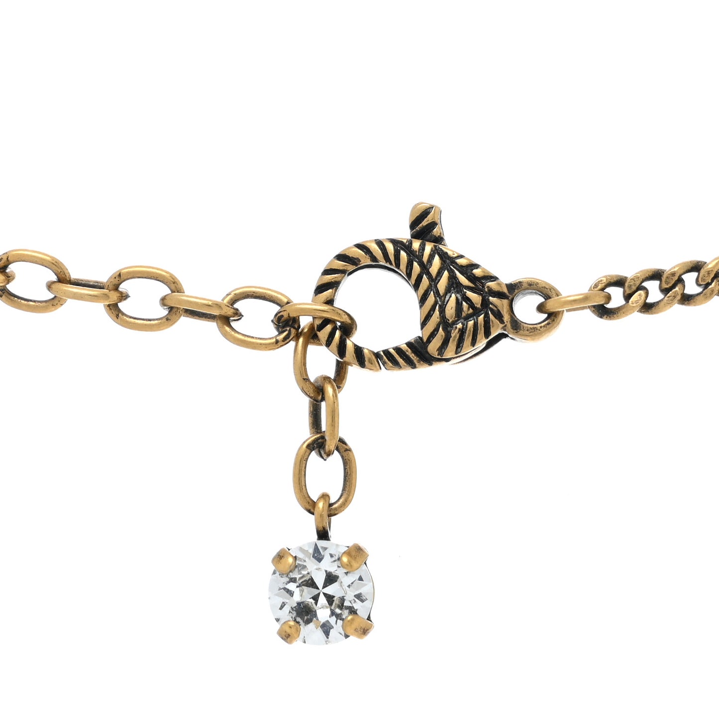 Crystal Embellished Double G Necklace Aged Gold